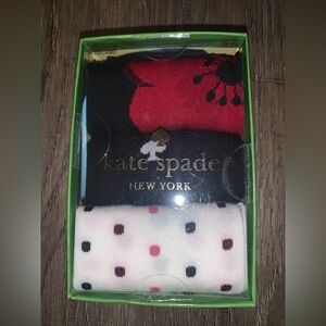 Kate Spade 3 Pair Sock Set Red, Black, White new in box One Size 4-10